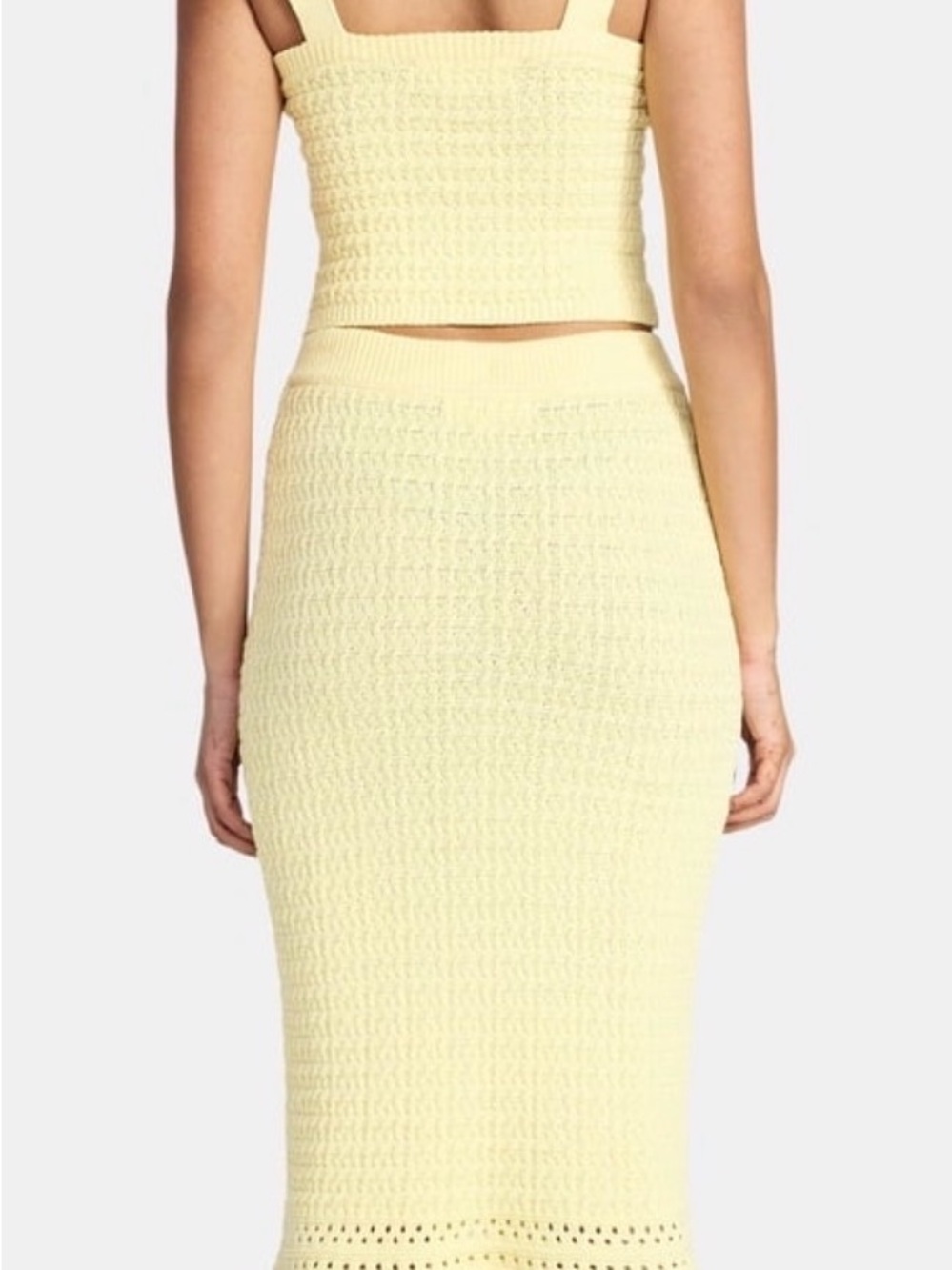 Knit Drawstring Pencil Skirt in Pale Yellow - Picture 2 of 7